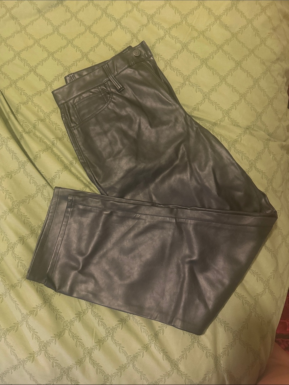 Madewell Black Faux Leather Straight-Leg Pants
